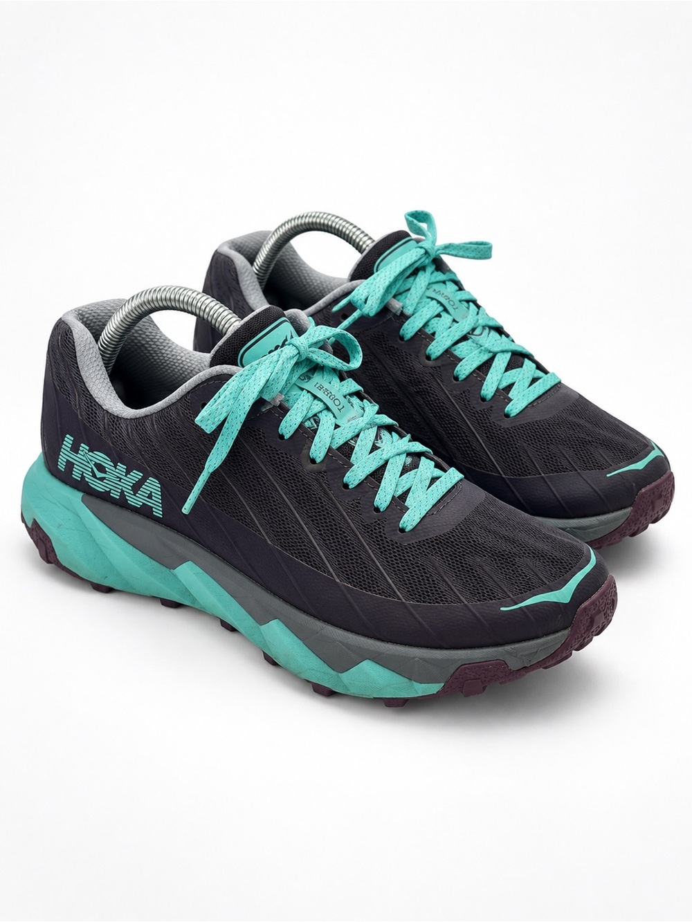 Hoka One One Women Torrent Trail Running Shoes Size 10 Teal Gray Black 1097752